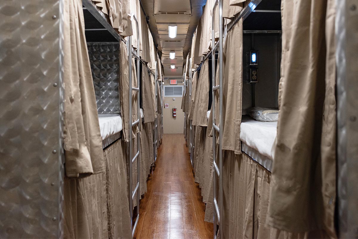 Interior image of a sleep trailer.